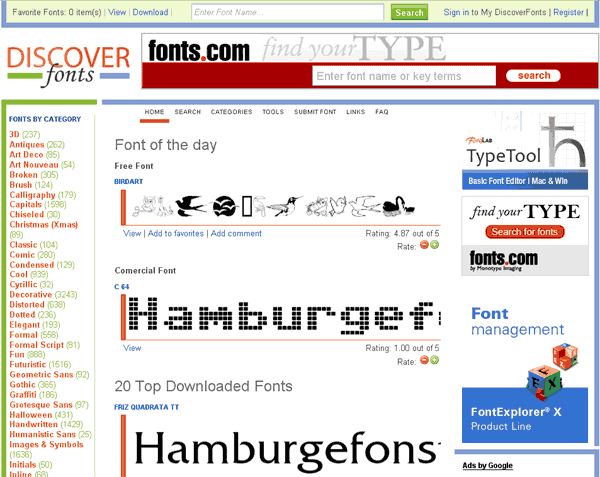 Discover Free Fontsサイトの図